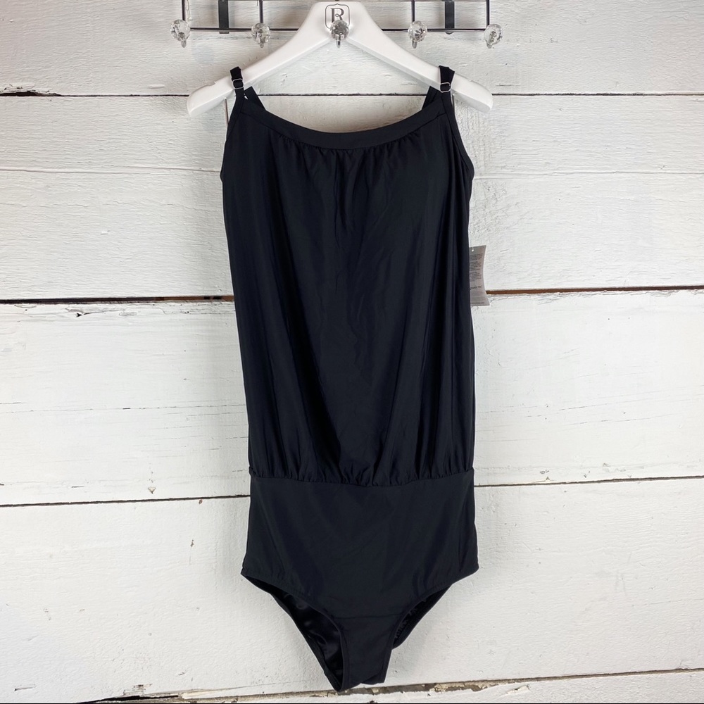 Lands end one piece blouson swimsuit black